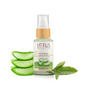 Lotus Herbals Sérum éclaircissant à laloe vera actif et niacinamide | Améliore léclat et hydrate la peau | Sans praben | To