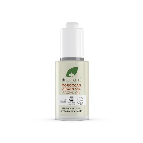 dr.organic argan facial olio siero viso per pelli secche e mature 30 ml