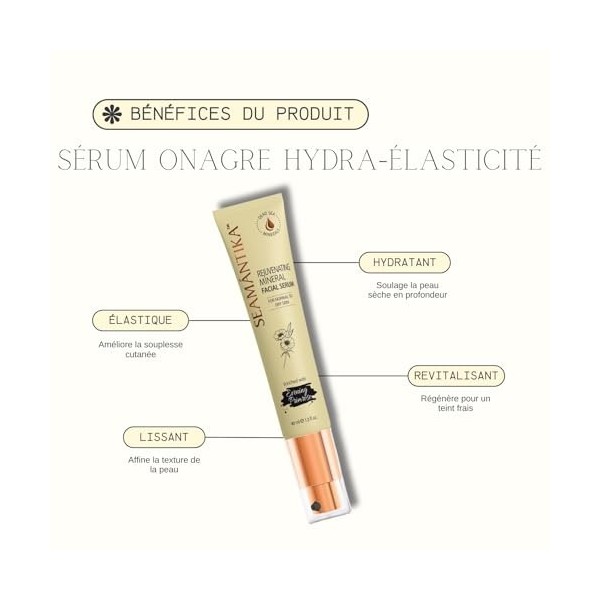 SEAMANTIKA - Sérum Visage Minéral à l’Huile d’Onagre - Hydratation Intense et Élasticité - Pour Peaux Normales à Sèches - San