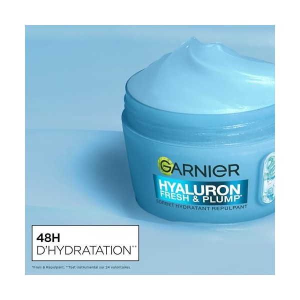 GARNIER - SkinActive - Routine Hyaluron - Crème Sorbet Hydratante Repulpante Fresh & Plump 85 ml + Sérum Gel Repulpant & Ré