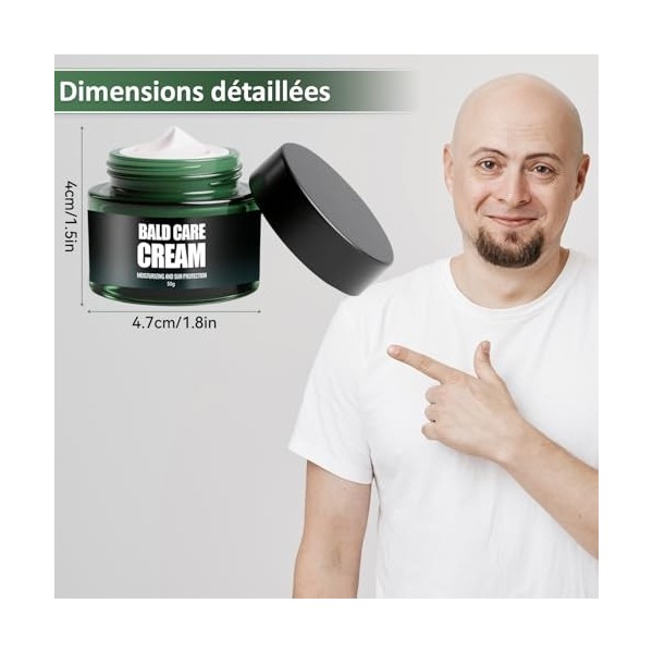 Pack de 2 Crème Calvitie Hydratante Homme | Soin Réparateur Cuir Chevelu | Anti-Irritations & Brûlures Rasoir | Effet Matifia