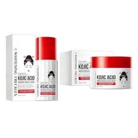 Set Kojic Acid Cream+Kojic Acid Serum, Moisturizing Firming Cream, Hydrate et Nourrit, Estompe Efficacement la Pigmentation e