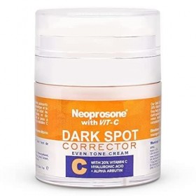Neoprosone 20% Vitamin C Dark Spot Corrector Cream - 1 Fl oz / 30ml - Skin Brightening Gel Cream for Sun Spots, with Hyaluron
