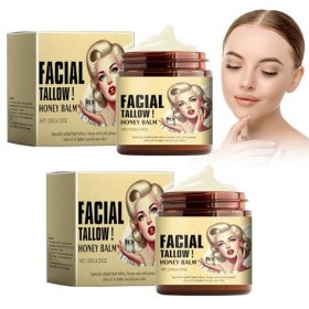 2 Pièces Beef Tallow Crème pour soin de la peau, Hydratant Au Suif de Bœuf Au Miel, 100% Grass Fed Tallow Raw Wild Honey, Hyd