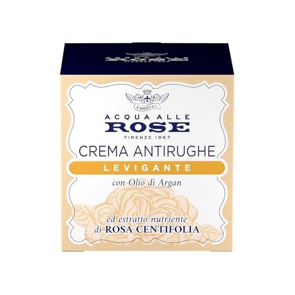 Acqua alle Rose, Crème lissante anti-rides pour le visage à lextrait de rose centifolia et à lhuile dargan - Effet anti-ri