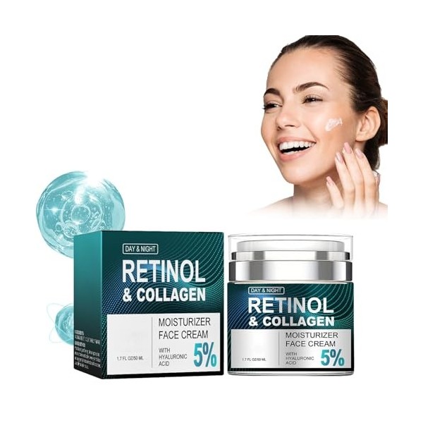 Crème pour le Visage Anti-âge au Rétinol, Crème Anti-Rides, Crème Hydratante au Rétinol, Press-Crème, Crème de Jour Anti-Ride