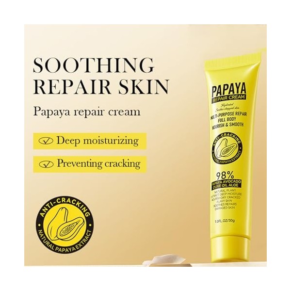 Papaya Lot de 2 crèmes blanchissantes pour le corps - Crème éclaircissante pour le corps - Pommade papaye - Crème réparatrice