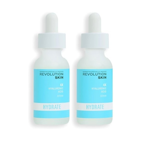 Revolution Skincare London Revolution Skin, Sérum visage à lacide hyaluronique 4X, 30ml Lot de 2 Crème Jour et Nuit