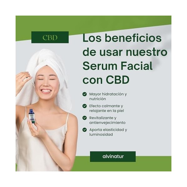 ALVINATUR Sérum Visage au CBD 30 ml avec Compte-gouttes en Verre