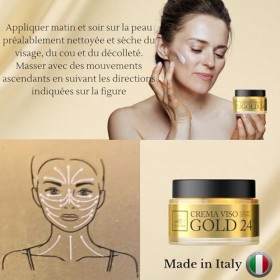 Lady Venezia – Crème Anti-Âge Femme 50 Ans – Visage, Cou et Décolleté – Soin Repulpant à l’Or Colloïdal 24K – 30 ml – Made in