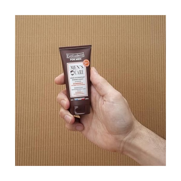 EVOLUDERM – Soin Hydratant Énergisant Homme – 50 ml – 97% d’Origine Naturelle – Végan – Fabrication Française Crème Jour et Nuit