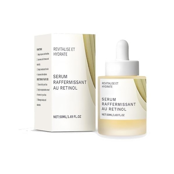 Retinol Serum Visage, serum Anti Tache visag Lisse La Peau, Réduit Les Ridules, Sérum Rétinol Hydratant, Soin Quotidien du Vi
