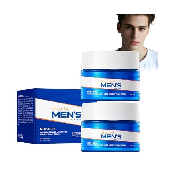 Crème De Maquillage Léger Pour Hommes | Hydratation Intense | Camouflage Des Pores & Imperfections | Teint Unifié | 2 Pièces