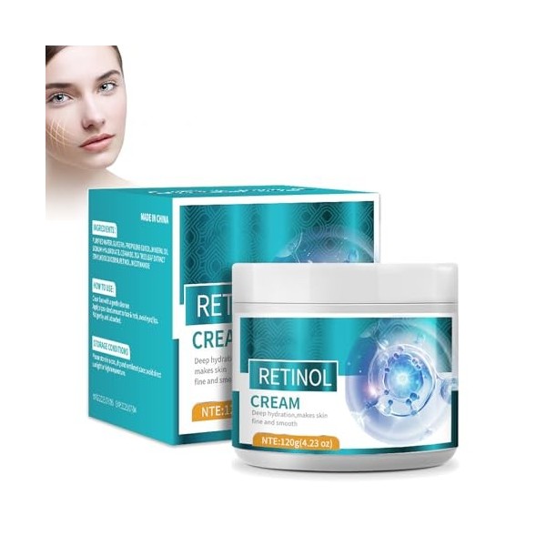 Crème Au Rétinol, Crème Hydratante Visage Antirides, Antiâge,Anti Taches Jour, Anti Ride, Anti Age, Unifie le Teint, Hydrater