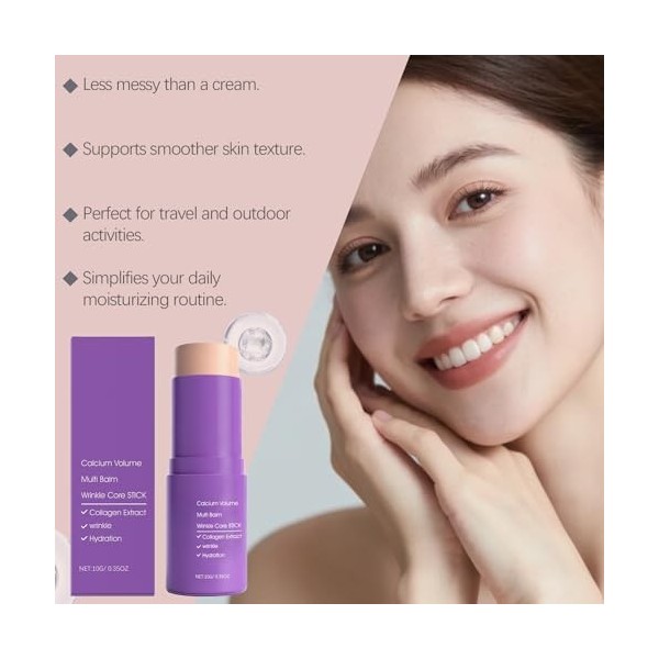 Wrinkle Multi Balm Stick, Lot de 2 bâtonnets hydratants raffermissant anti-âge et raffermissant pour la peau, crème hydratant