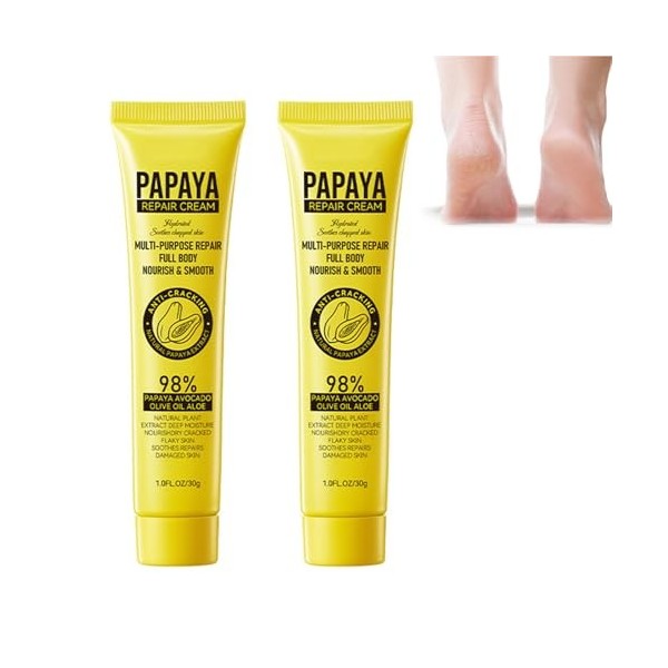 Papaya Lot de 2 crèmes réparatrices pour le visage, crème éclaircissante pour le visage, crème réparatrice pour les gelées, l