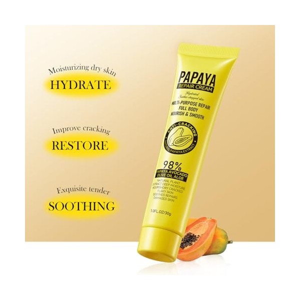 Papaya Lot de 2 crèmes réparatrices pour le visage, crème éclaircissante pour le visage, crème réparatrice pour les gelées, l