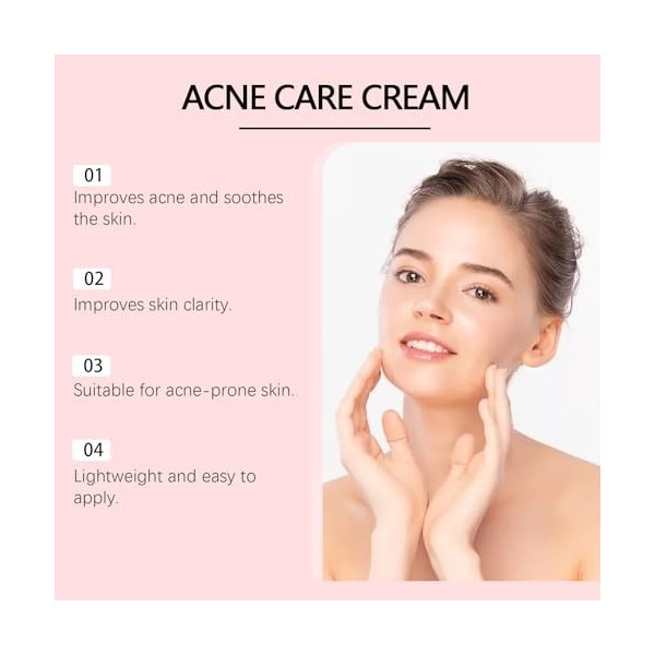 Creme Acne Visage, Crème Anti Acné, Crème Anti Boutons Visage, Creme Anti Imperfection, pour Peau à Tendance Acnéique, convie