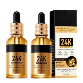 24K Gold Anti Aging Face Serum Moisturizer, Collagen Ampoule Lifting Serum, Aide à lhydratation et à la fermeté de la peau, 