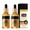 24K Gold Anti Aging Face Serum Moisturizer, Collagen Ampoule Lifting Serum, Aide à lhydratation et à la fermeté de la peau, 