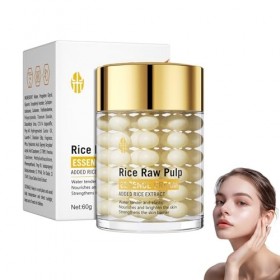 Rice Raw Pulp Essence Crème hydratante pour le visage au riz, crème éclaircissante pour le visage, anti-âge, apaise la sécher