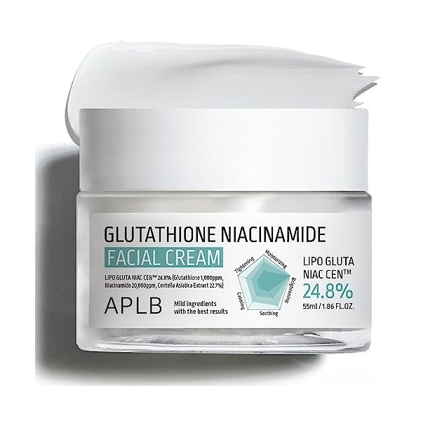 APLB Crème visage au glutathion et niacinamide | Niac CEN™ Lipo Gluta 24,8% 1,86 FL.OZ/Soin de la peau coréen, hydratation pr
