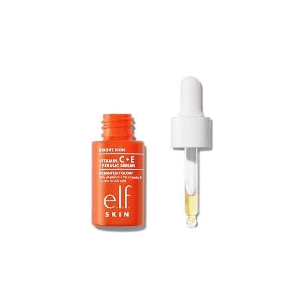 e.l.f. SKIN Bright Icon Vitamin C + E + Ferulic Serum Mini, sérum illuminateur et apaisant pour le visage, aide à unifier le ...