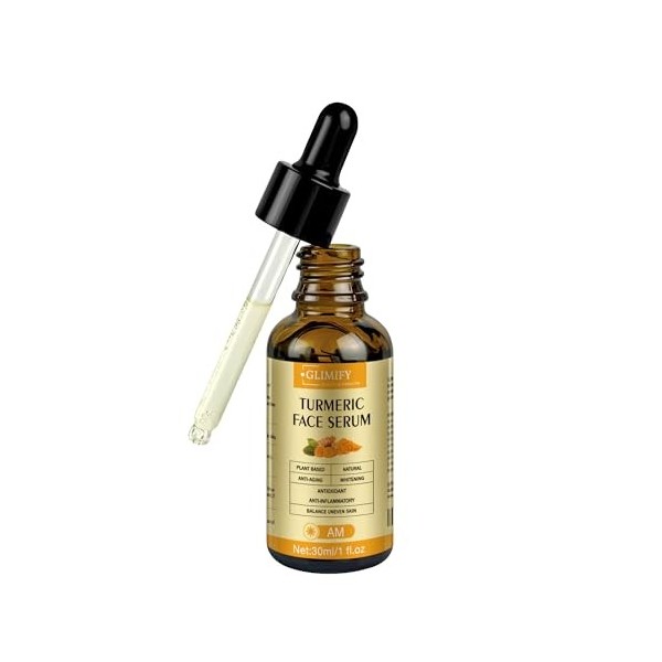 Turmeric Face Serum with Hyaluronic & Ginger | Brightening, Anti-Aging & Hydrating Facial Serum | Fades Dark Spots, Improves