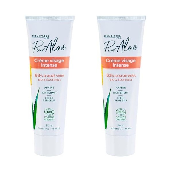 Pur Aloé Crème Visage Intense, Noir, 50 ml Lot de 2 Crème Jour et Nuit