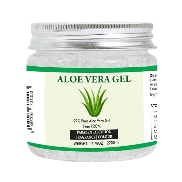 Raslok Gel daloe vera | Gel daloe vera 100 % pur naturel | Pour hydrater le visage, la peau et les cheveux, hydratant durab