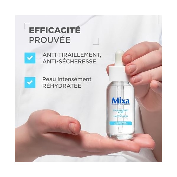 Mixa - Sérum Concentré Réhydratant - Pour Peaux Déshydratées et Sensibles - Enrichi en Acide Hyaluronique et Lactique - 30 ml