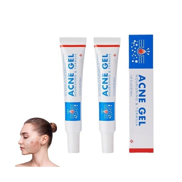 Lot de 2 crèmes de contrôle de lacné, crème anti-boutons, gel dacné, absorption rapide, réduit les décolorations et les rup