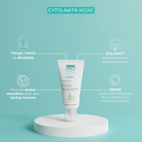 CYTOLNAT - Kojic - Crème Eclat Anti-Taches - Eclaircit, Unifie, Redonne de l’Eclat, Anti-Taches - Peaux Sensibles - Visage, D
