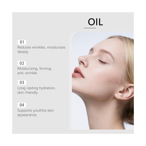 Huile pour le visage anti-rides et raffermissante - Hydratante, hydratante et durable, améliorant lapparence du relâchement ...