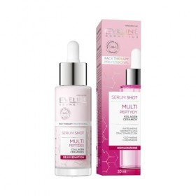 Eveline Cosmetics Sérum Shot Cure Anti-âge aux Multipéptides pour le Visage, Cou et Décolleté