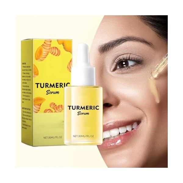 Curcuma Sérum éclaircissant pour la peau au curcuma Dark Spot Correcting Glow Sérum, réduction des rides et ridules, hydratat...