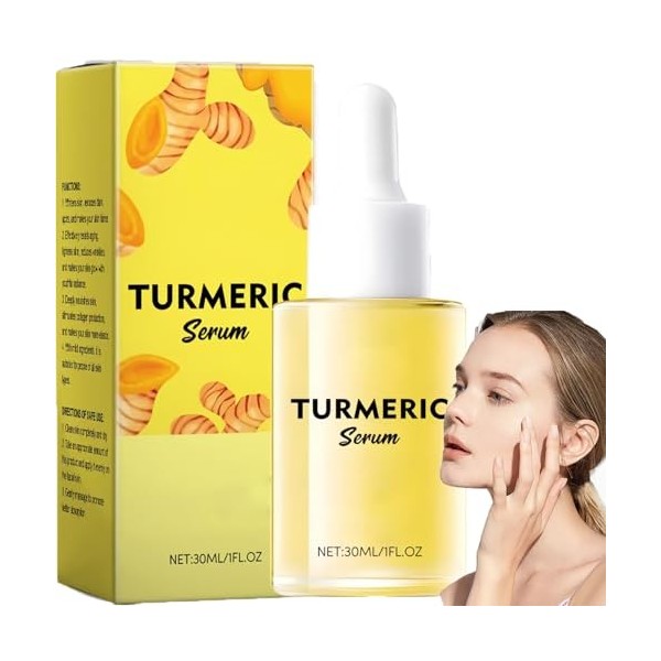 Curcuma Sérum éclaircissant pour la peau au curcuma Dark Spot Correcting Glow Sérum, réduction des rides et ridules, hydratat...
