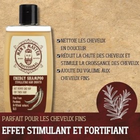 Mens Master Shampooing Stimulant pour Hommes | Enrichi en Piment Rouge,Caféine et Houblon | Stimulant Capillaire | Shampooin
