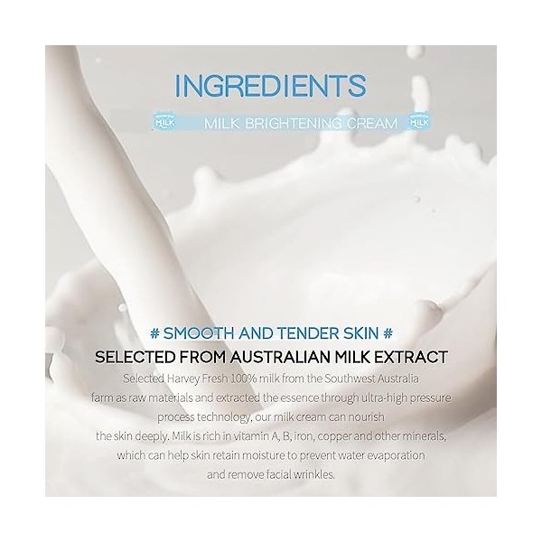 EXQST Crème éclaircissante au Lait, crème pour la Peau au Lait, crème nourrissante hydratante pour Le Visage, apaisante, écla...
