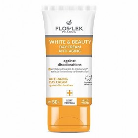 FLOSLEK White & Beauty Crème de jour anti-âge contre les taches pigmentaires SPF 50+ | Crème pour le visage avec facteur de p