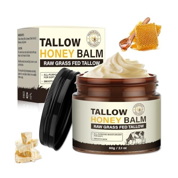 Beef Tallow Cream, Soins de la Peau au Suif de Bœuf - Beef Tallow Bio 100% Nourri à lherbe, Crème de Suif de Bœuf pour Le Co