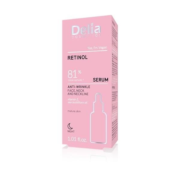 Delia Cosmetics - Sérum anti-rides - Rétine - Peau Matura - Réduction des rides - Renforce la régénération - Peau renforcée e