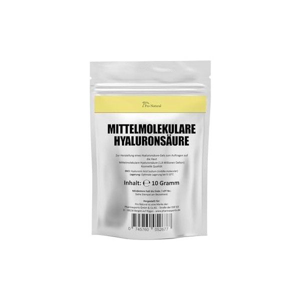 Poudre dacide hyaluronique 10 g pour 1000 ml de crème gel de sérum pour le visage à molécules moyennes moléculaires - Effet 