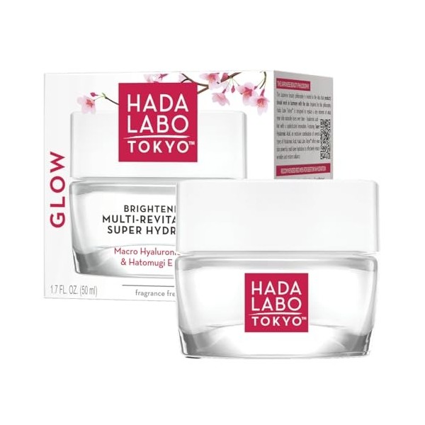 Hada Labo Tokyo Glow Skin – Gel éclaircissant revitalisant à la nano-acide hyaluronique pour jour et nuit 50 ml