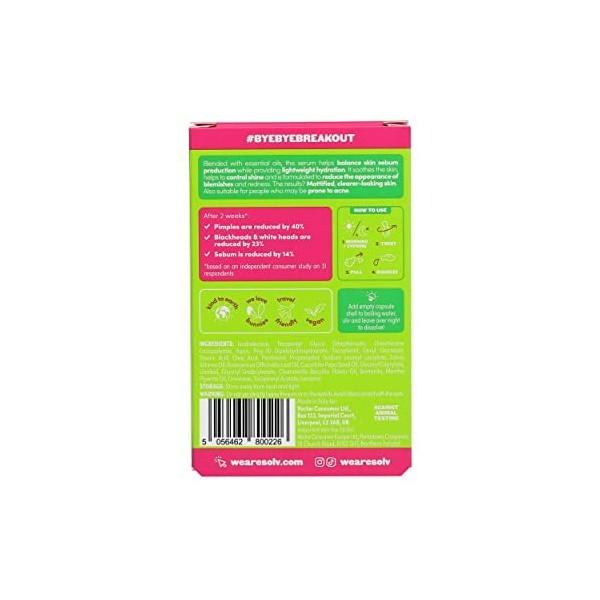 Sérum brillance SOLV Shake off - 14 gélules. Anti-brillance, Resserre les pores, Élimine les impuretés