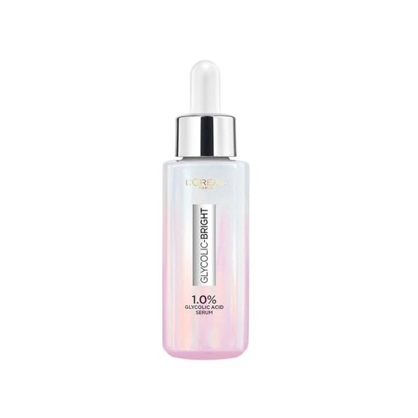 LOreal Paris Brightening Serum, 1% Glycolic Acid, 2% Niacinamide Serum, Visibly Minimizes Spots, Reveals Even Skin Tone, Gly