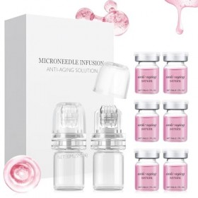 Micro Infusion Visage, Sérum pour Microneedling Visage, Micro Needling visage Ensemble avec 6 Pcs Microneedling Serum et 2 Pc