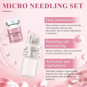 Micro Infusion Visage, Sérum pour Microneedling Visage, Micro Needling visage Ensemble avec 6 Pcs Microneedling Serum et 2 Pc