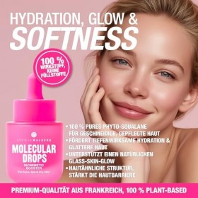 MOLECULAR Drops – Booster 100 % phyto-squalane pour visage et lèvres | Hydration ultra profonde et brillance de la peau en ve