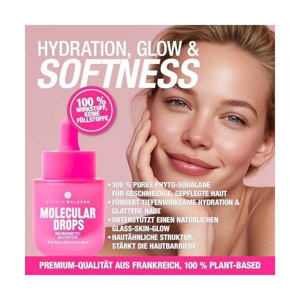 MOLECULAR Drops – Booster 100 % phyto-squalane pour visage et lèvres | Hydration ultra profonde et brillance de la peau en ve